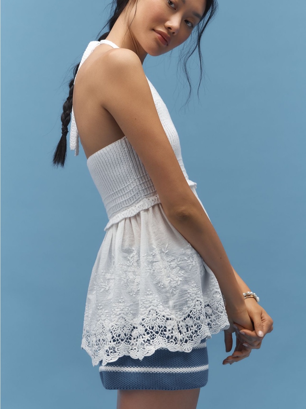 🤍 Anthropologie Twofer Crochet Lace Halter Top - Picture 4 of 8